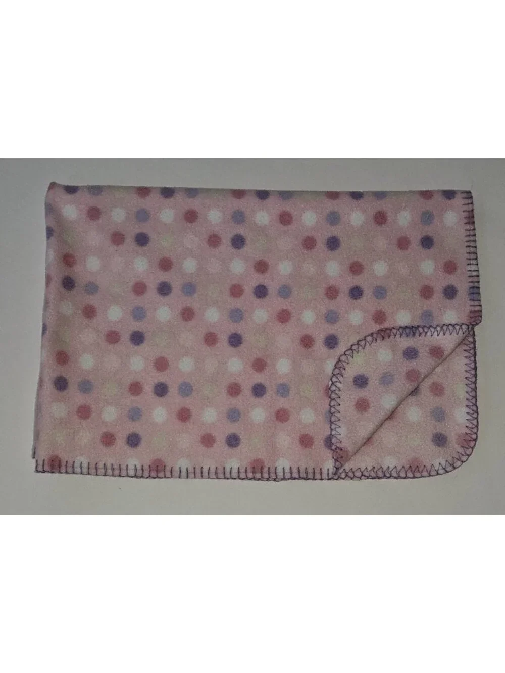 Parent's Choice Pink Polka Dots Fleece Baby Blanket 30x40 White Purple Green